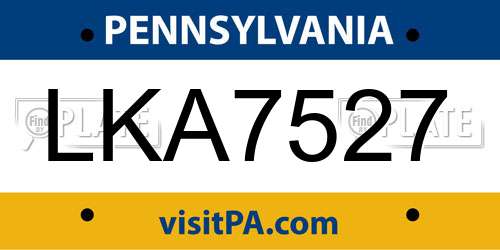 LKA7527 Pennsylvania License Plate