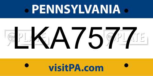 LKA7577 Pennsylvania License Plate