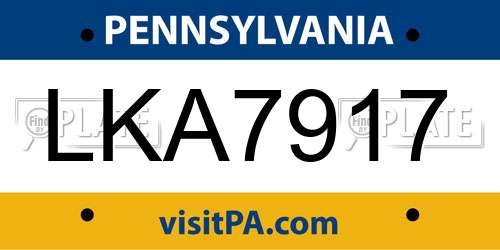 LKA7917 Pennsylvania License Plate