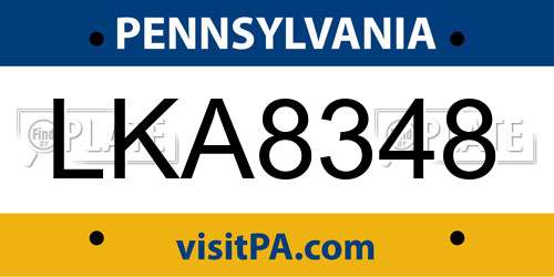 LKA8348 Pennsylvania License Plate