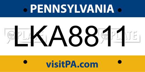 LKA8811 Pennsylvania License Plate