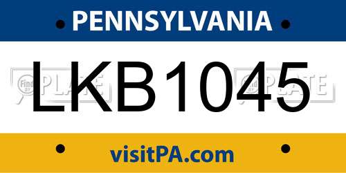 LKB1045 Pennsylvania License Plate