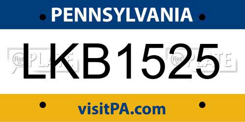 LKB1525 Pennsylvania License Plate