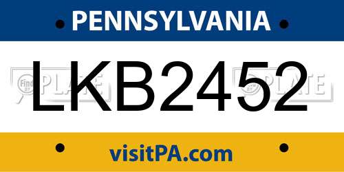 LKB2452 Pennsylvania License Plate