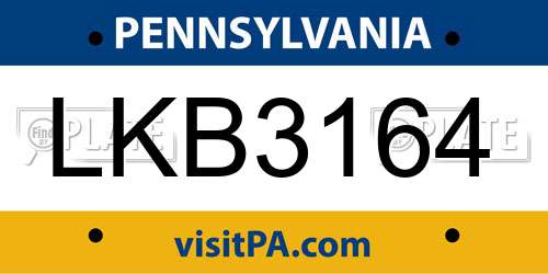 LKB3164 Pennsylvania License Plate