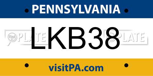 LKB38 Pennsylvania License Plate