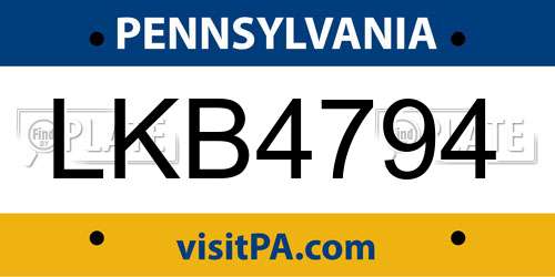 LKB4794 Pennsylvania License Plate