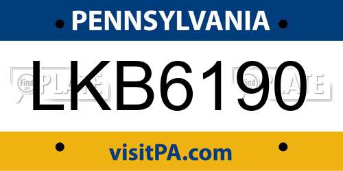 LKB6190 Pennsylvania License Plate