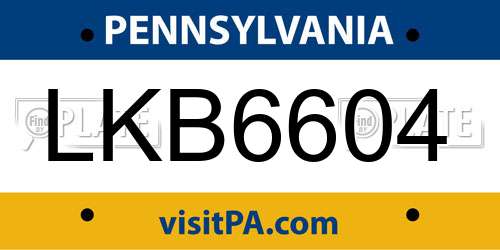 LKB6604 Pennsylvania License Plate