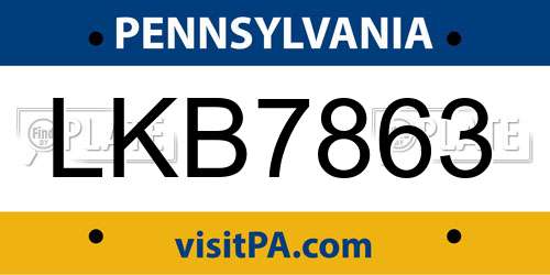LKB7863 Pennsylvania License Plate