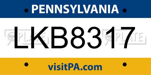 LKB8317 Pennsylvania License Plate