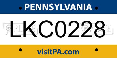 LKC0228 Pennsylvania License Plate