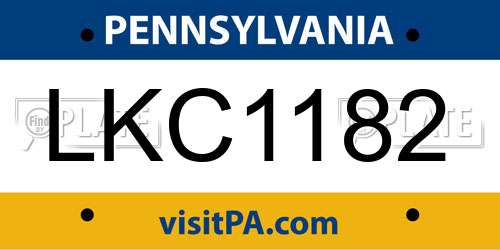 LKC1182 Pennsylvania License Plate