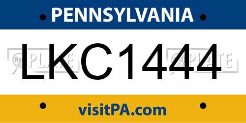 LKC1444 Pennsylvania License Plate