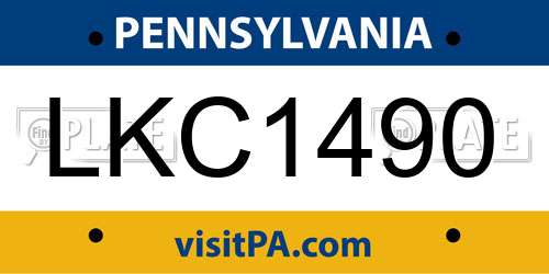 LKC1490 Pennsylvania License Plate
