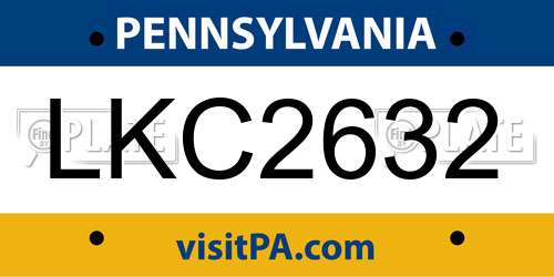 LKC2632 Pennsylvania License Plate