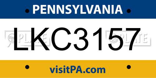 LKC3157 Pennsylvania License Plate