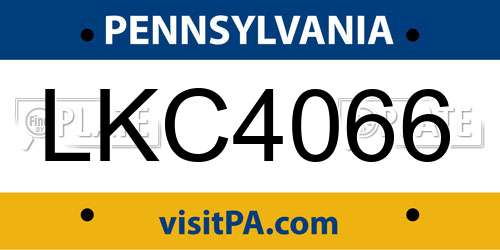 LKC4066 Pennsylvania License Plate