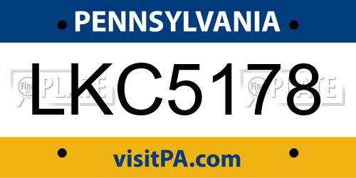 LKC5178 Pennsylvania License Plate
