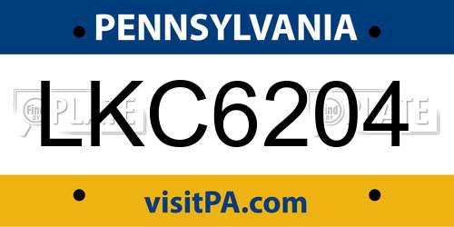 LKC6204 Pennsylvania License Plate