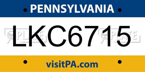 LKC6715 Pennsylvania License Plate