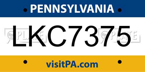 LKC7375 Pennsylvania License Plate
