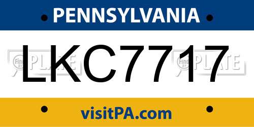 LKC7717 Pennsylvania License Plate