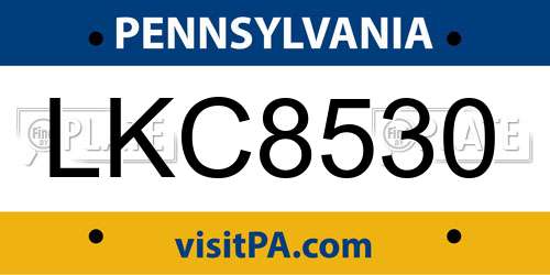 LKC8530 Pennsylvania License Plate