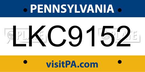 LKC9152 Pennsylvania License Plate