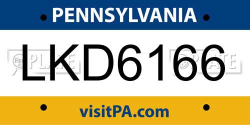 LKD6166 Pennsylvania License Plate