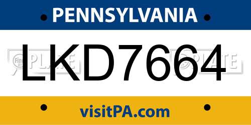 LKD7664 Pennsylvania License Plate