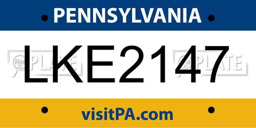 LKE2147 Pennsylvania License Plate