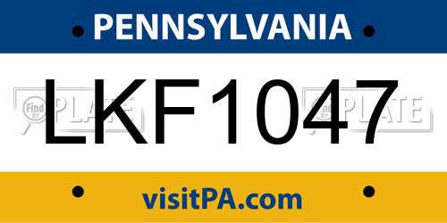 LKF1047 Pennsylvania License Plate