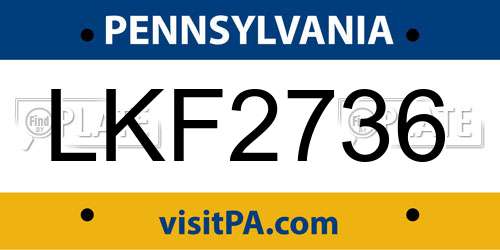 LKF2736 Pennsylvania License Plate