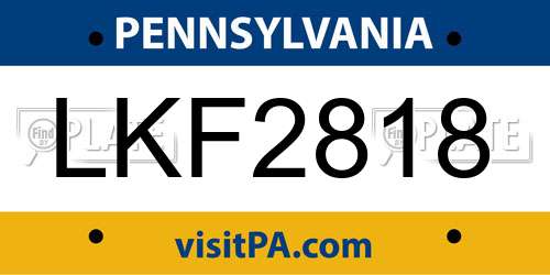 LKF2818 Pennsylvania License Plate