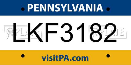 LKF3182 Pennsylvania License Plate