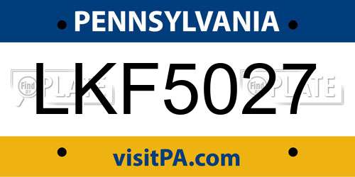 LKF5027 Pennsylvania License Plate