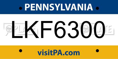 LKF6300 Pennsylvania License Plate