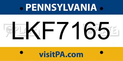 LKF7165 Pennsylvania License Plate