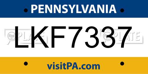 LKF7337 Pennsylvania License Plate