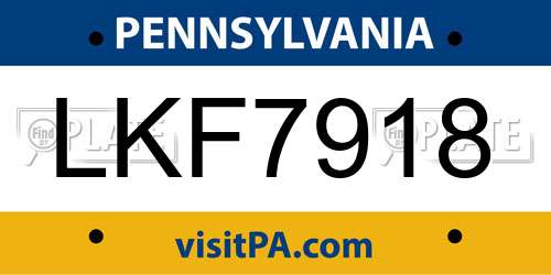 LKF7918 Pennsylvania License Plate