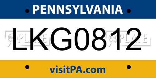 LKG0812 Pennsylvania License Plate