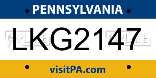LKG2147 Pennsylvania License Plate