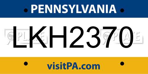 LKH2370 Pennsylvania License Plate