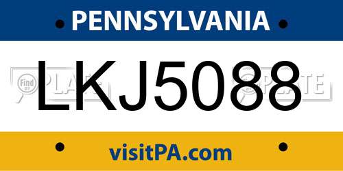 LKJ5088 Pennsylvania License Plate