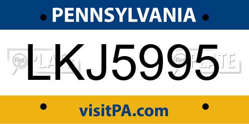LKJ5995 Pennsylvania License Plate