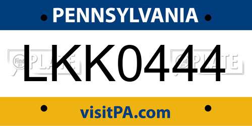 LKK0444 Pennsylvania License Plate