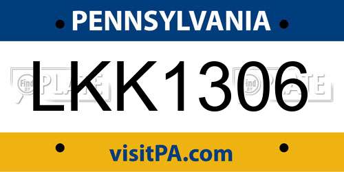 LKK1306 Pennsylvania License Plate