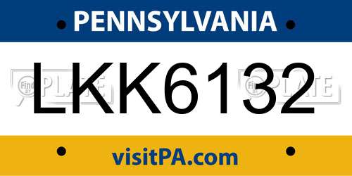 LKK6132 Pennsylvania License Plate