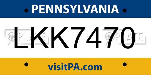 LKK7470 Pennsylvania License Plate